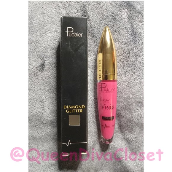 Lux Matte Magenta Fuchsia Pink #06 Lasting Glitter Gloss Liquid Lipstick Tint - Picture 3 of 4